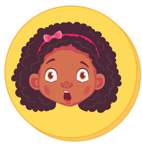 Illustration of a young girl with a surprised expression against a yellow background