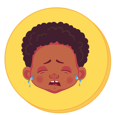 Illustrated graphic of a child crying