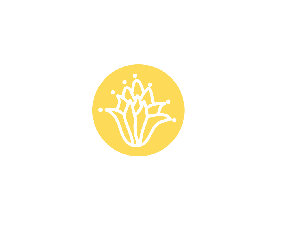 A yellow circle with a lotus drawn in the center